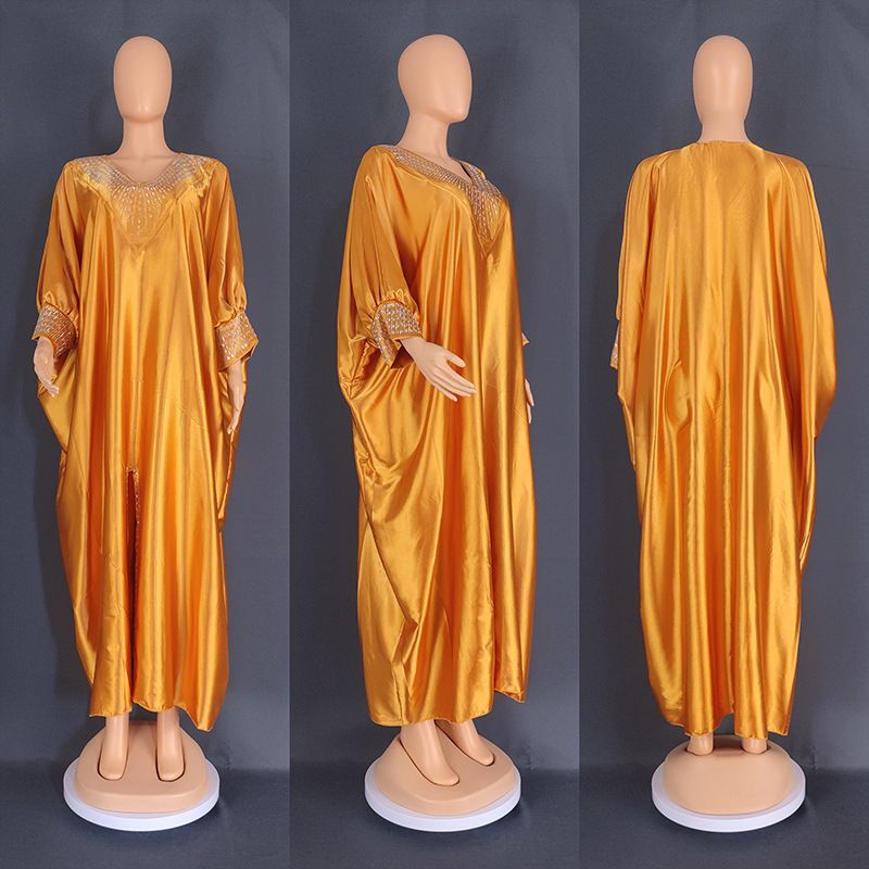 Women's Clothing Muslim Dress Hot Diamond Bat Sleeve Robe Long Size Dress_ecoleips.com