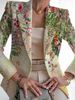 Foreign Trade Cross-Border 2025 Autumn European And American Women's Fashion Printed Slim-Fit Blazer_ecoleips.com