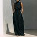 Women's Linen-Blend Sleeveless Top And Wide-Leg Pants Set, Comfortable Summer Lounge Two-Piece Outfit_ecoleips.com