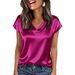T-shirt Spring And Summer Women's New Solid Color Business V-neck Casual Pullover_ecoleips.com