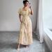 Summer Ruffled Sleeve Print Slim Fit Elegant Dress Women's Clothing European American Style Cross Border Trade New Arrival 2025_ecoleips.com