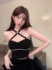 Tmall Douyin High-Quality Halter Neck Padded Camisole For Women, Unique Diamond-Embellished Sleeveless Design, Sexy_ecoleips.com