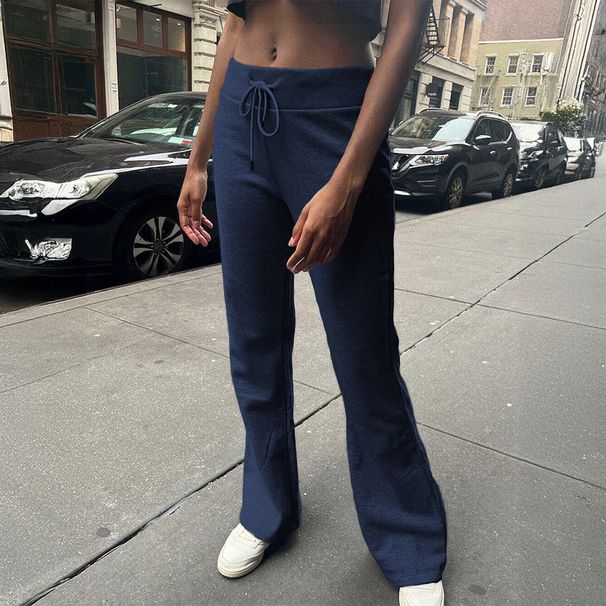 DiYun European And American Yoga Sports Solid Color Belted Casual Long Pants Women's Clothing 2025 Fall/Winter_ecoleips.com