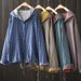 New Spring And Autumn Hooded Printed Drawstring Artistic Casual Loose Top For Women, Cotton Gauze Shirt, Thin Jacket_ecoleips.com