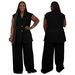 Plus Size V-Neck Sleeveless Two Piece Set Casual American Style Fashion Spring/Summer Pant Suit_ecoleips.com