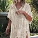 Vacation Swimwear Hollowed Out V Neck Loose Bikini Cover Up Knitted Beach Sun Protection Dress Multiple Colors Available_ecoleips.com