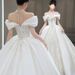 French-style Off-shoulder Satin Main Wedding Dress Brides, 2025 New Model, Princess-like Elegance And Luxury, Suitable_ecoleips.com