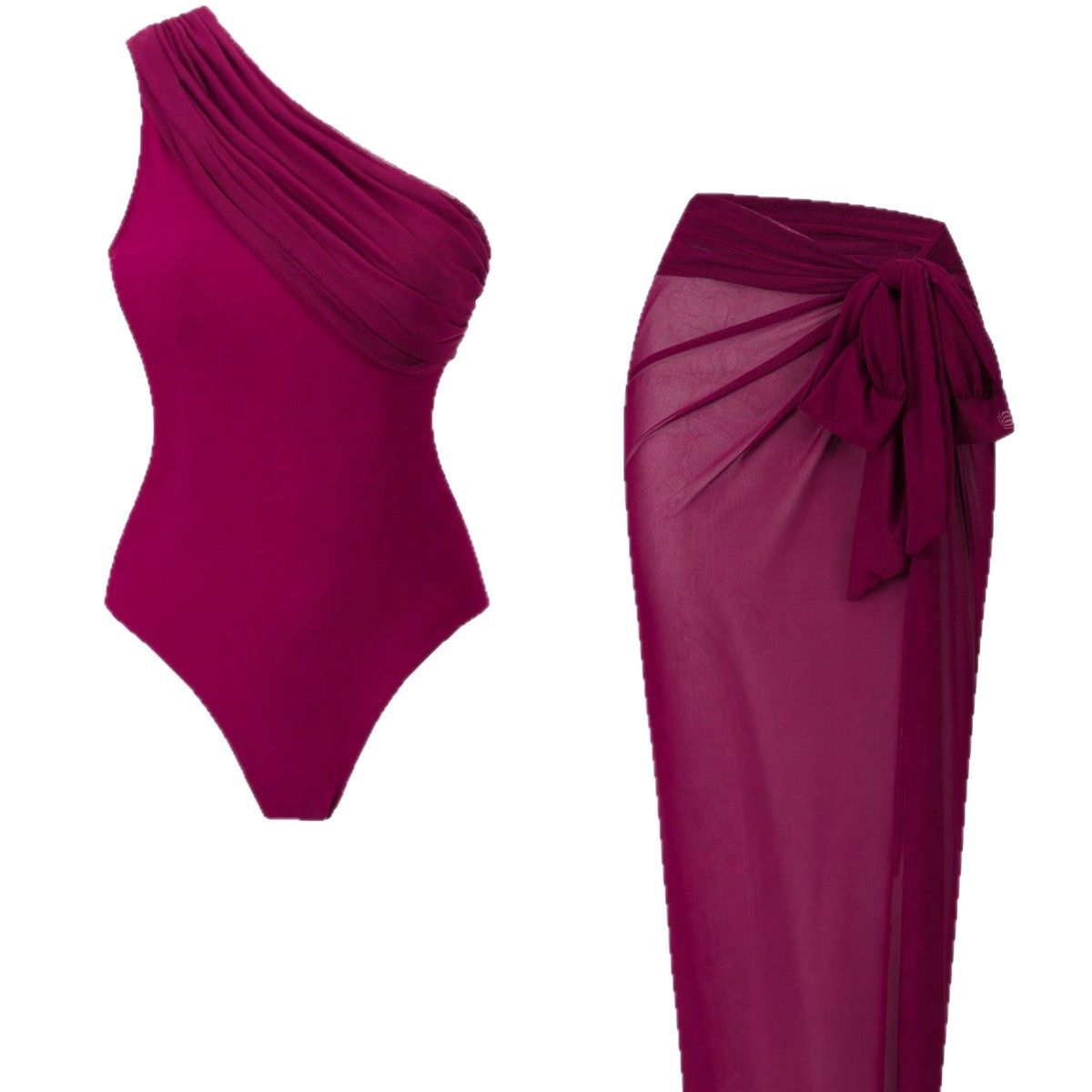 Elegant One-Piece Swimsuit for Women Slimming Retro High Cut Leg Conservative Coverage_ecoleips.com