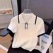 Women's Polo Collar Color Blocked Knit Short Sleeve T-Shirt Petite Thin Ice Silk Off Shoulder Top Summer_ecoleips.com