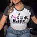 BLACK Summer New Style Color-Block Letter Print Round Neck Short Sleeve Cropped Women's T-Shirt_ecoleips.com