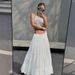 Ballet Style Low Waisted Midi Skirt for Women White Spring/Summer Slimming French Chic Full Swing Patchwork Long Skirt_ecoleips.com