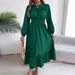 Real Shot Of 2026 Spring/Summer European And American Solid Color Elegant Ruffled Waist-cinching Pleated Long Dress_ecoleips.com