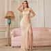 Elegant Sequin Mermaid Evening Gown – Glamorous Off-Shoulder Long Dress For Banquet & Party (Deep Blue, Champagne, Apricot, Dark Green, Deep Red)_ecoleips.com
