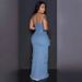 Women's Clothing New Fashion Sexy Zipper Suspender Top Slit Long Skirt Pocket Workwear Denim Suit_ecoleips.com