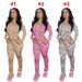 Women's Leopard Print Hooded Cardigan And Trousers Set Zipper Closure Fashion Autumn Outfit For Ladies_ecoleips.com