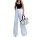 Women's Clothing High-Waisted Straight Leg Trousers Fashion Autumn Style Casual Solid Color American Design Bottoms_ecoleips.com