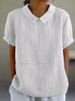 K New Loose Collared Shirt, Women's Short Sleeved Top_ecoleips.com