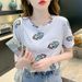 Summer Women's Front Shoulder Short-sleeved T-shirt New Loose Mother White Half-sleeved T-shirt Top Summer Wear_ecoleips.com