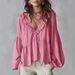 Voya Women's Casual Sweet Mushroom Edge Bubble Sleeve Pleated Shirt Temperament Top With Multiple Colors To Choose From_ecoleips.com