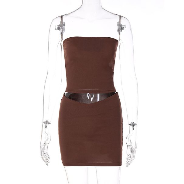2025 New Summer Fashion Casual Off-Shoulder Slim Fit Short Skirt Set For Women_ecoleips.com