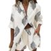 Verve 2025 New Women's Fashion Turn-down Collar Short Sleeve Printed Shirt Two-piece Set Wide-leg Elastic Waist Shorts_ecoleips.com