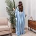 Women's Clothing elegant and simple solid color large size satin robe Abaya_ecoleips.com
