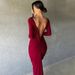 2025 Autumn New Fashion Sexy V-neck Slim Pleated Solid Color Long Sleeve Dress For Women Wholesale_ecoleips.com