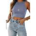 Summer Women's Solid Color Sleeveless round Neck Tank Vest T-Shirt European American Style Fashion Top_ecoleips.com
