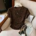 Women's Clothing Summer Y2K Women's Leopard Print Crew Neck Short Sleeve Top Slim Fit Sexy Loose Casual Flattering T-Shirt_ecoleips.com