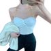 French-style Niche Metal Chain Halter Neck Camisole For Women, 2025 Summer Slim-fit Polka Dot Short Tank Top_ecoleips.com