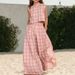 Women's Sleeveless Plaid Wide Leg Pants Set European American Style Summer Casual Fashion Two Piece Trendy Cross Border_ecoleips.com