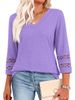 2026 New European And American Fashion Loose V-neck Three-Quarter Sleeve Women's Knit Sweater Casual Top With Hollow_ecoleips.com