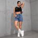 Women's High-Waisted Straight Leg Denim Shorts Casual Spring/Summer New_ecoleips.com