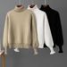 High Neck Fleece Lined Ribbed Sweater Women's Autumn Winter Knitwear Lazy Inner Style_ecoleips.com