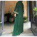 Women's Clothing Fashion Street Chiffon V Neck Embroidered Long Dress Robe With Headscarf_ecoleips.com