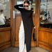 Talenza Fashion Split Long Dress Women's Solid High-Waisted Asymmetric Slim Sexy New Dress Elegant Party Looks Female Maxi Dress_ecoleips.com