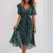 Women's Clothing Loose Casual V-Neck Floral Printed Dress Comfortable Hot Selling_ecoleips.com