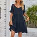 Women's Summer Casual V Neck Dress Babydoll Style Three Layers Of Pleats American Fashion New_ecoleips.com