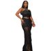 Fashion Women's Sexy One-Shoulder Strapless Split Skirt Plus Size Two-Piece Set_ecoleips.com