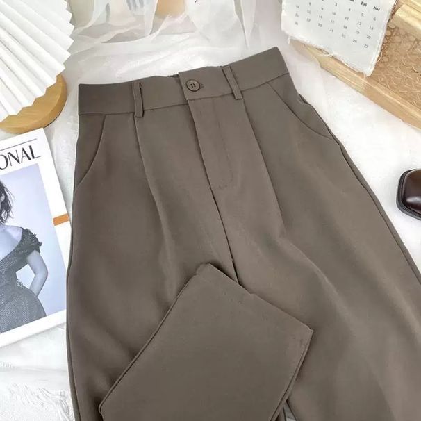 Women's Clothing High Waisted Casual Floor Length Thin Suit Pants For Women Loose Straight Leg Wide Leg Trousers Spring Summer_ecoleips.com