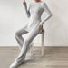 Voya Women's Simple Lazy Style Fashion Set Autumn/Winter Home Solid Color Comfort Two Piece Set_ecoleips.com