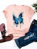 European And American Cross-border Foreign Trade Clothing Butterfly Pattern Round Neck Printed Women's Short-sleeve_ecoleips.com
