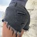 American Style Black And Gray Distressed Denim Shorts For Women, 2026 Summer New Style, Tight Fitting, Slimming, And Leg Lengthening Hot Pants._ecoleips.com