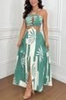 Women's Clothing New Halter Neck Tube Top Casual Geometric Pattern Hollow Dress 8118_ecoleips.com