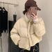 Women's Short Puffer Jacket With Stand Collar, Oversized Cotton-Padded Coat, Casual Winter Outerwear For Petite & Plus Size_ecoleips.com
