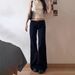 Black Micro-flared Jeans For Women, 2025 Summer New High Street Low-waist Petite Non-tight-fitting Bootcut Floor-length_ecoleips.com