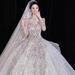 Lace Long Sleeve Wedding Dress – A-Line High Waist Bridal Gown With Princess Sleeves, Elegant Chapel/Trumpet Train (XS-XXL)_ecoleips.com