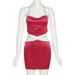 2025 Spring Women's New Halter Neck Backless Slim Tank Top High Waist Sexy Bodycon Skirt Set_ecoleips.com