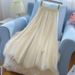 New High Waist Mesh Pleated Skirt Women's A Line Umbrella Midi Skirt Fashion Trend_ecoleips.com