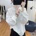 Spring And Summer Lotus Collar Lantern Sleeve Cotton And Linen Long-Sleeved Women's Age-Reducing Top Vintage Pullover Lo_ecoleips.com